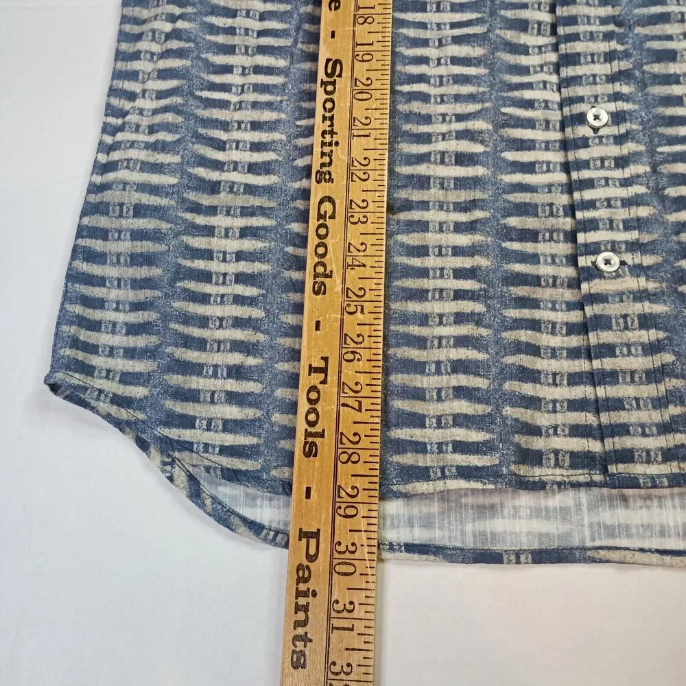 Chubbies The Friday Shirt Men's M Medium Blue Gray Slub Poplin The Ziggy